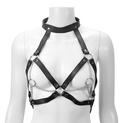 CE μαύρη PU δέρματος φύλων φετίχ δεξαμενή 62cm Halter δουλείας ερωτική