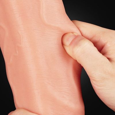 12inch διπλό βαλμένο σε στρώσεις αδιάβροχο λουρί κοκκόρων σιλικόνης ρεαλιστικό στο dilldo
