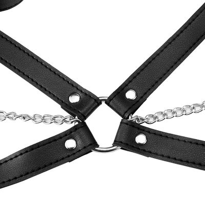 CE μαύρη PU δέρματος φύλων φετίχ δεξαμενή 62cm Halter δουλείας ερωτική