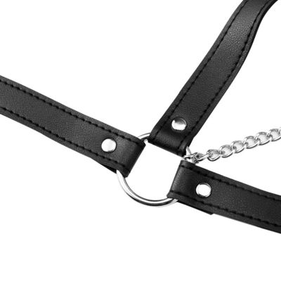 CE μαύρη PU δέρματος φύλων φετίχ δεξαμενή 62cm Halter δουλείας ερωτική