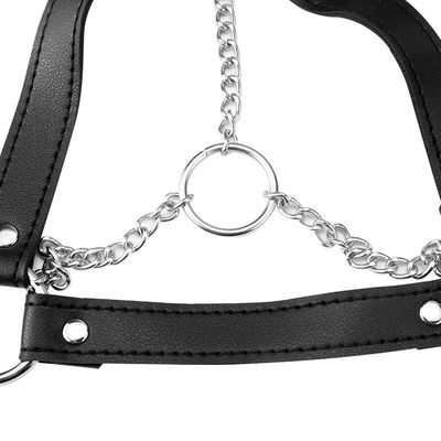CE μαύρη PU δέρματος φύλων φετίχ δεξαμενή 62cm Halter δουλείας ερωτική