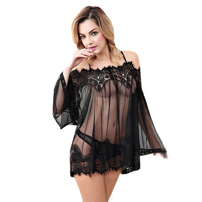 Lingerie δαντελλών μίγματος Spandex ενήλικη προκλητική προοπτική Nightdress Backless Tulle